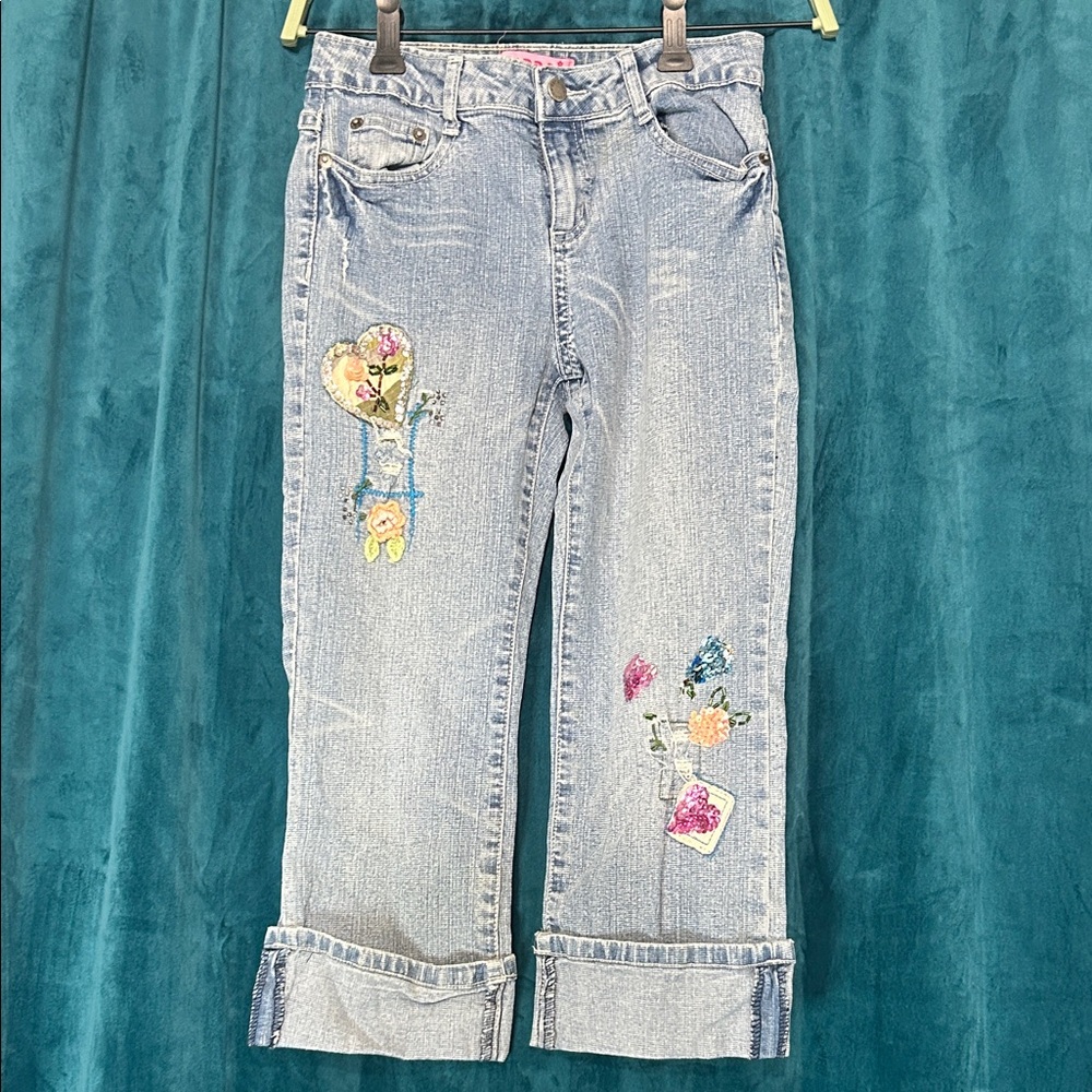 Zanadi Light Blue Kids Jeans with Colorful Embroidery